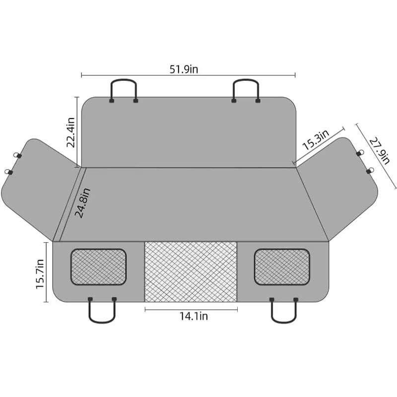 Car Large Pet Back Seat Extender Car Backseat Protector Hammock Dog Car Seat Cover Hard Bottom for Travel