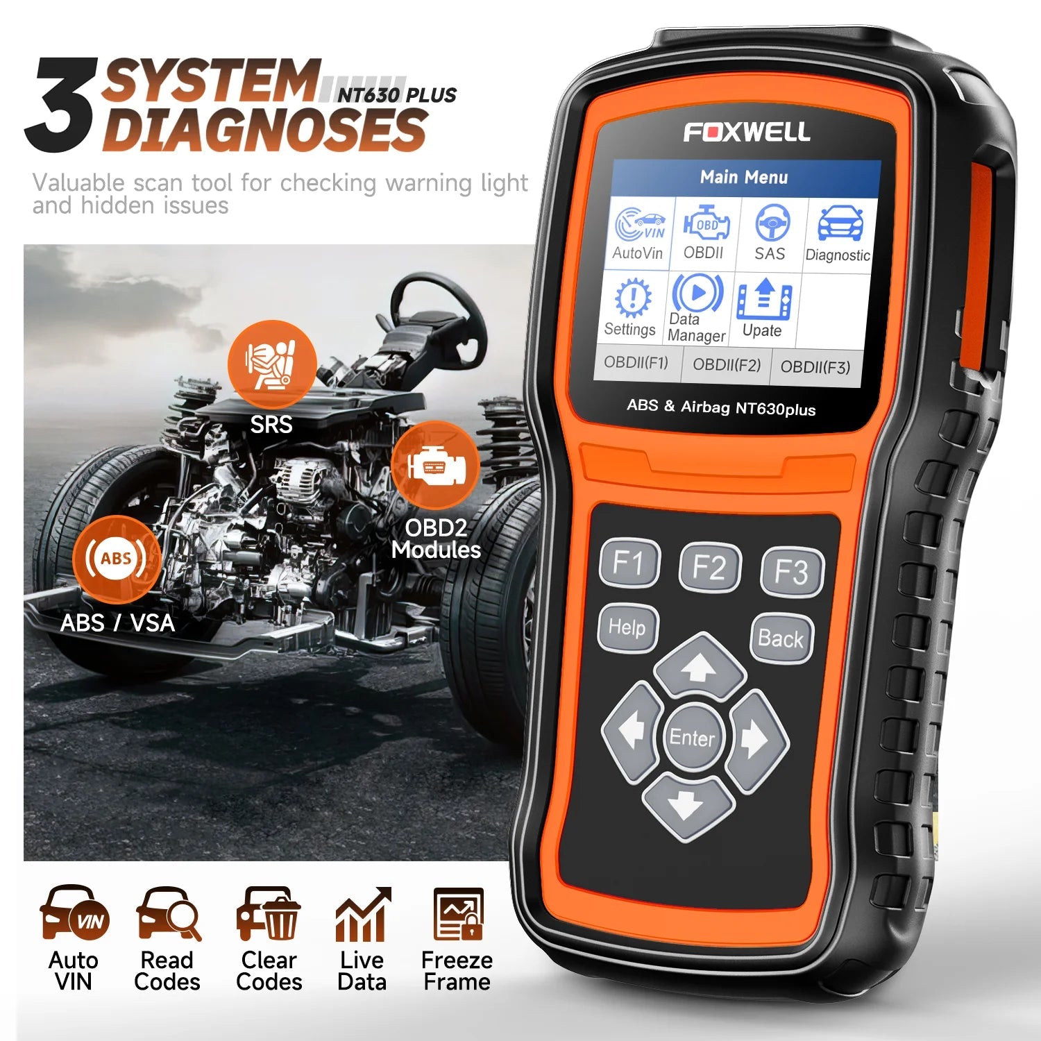 FOXWELL NT630 Plus OBD2 Automotive Scanner Engine Check ABS SRS EPB OIL SAS Calibration OBD2 Code Reader Car Diagnostic Tool Car Mobile World