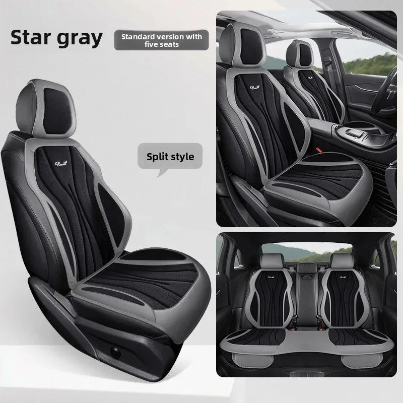 Luxury Suede Leather Car Seat Cover Full Set Non Slip Seat Cushion Car Accessories Interior Universal Car Seat Protective Covers CM World