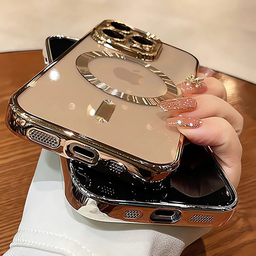 New Official Desert Gold Phone Case For iPhone 16 17 15 14 13 12 11 Pro Max Clear For Magsafe Magnetic Lens Protector Soft Cover