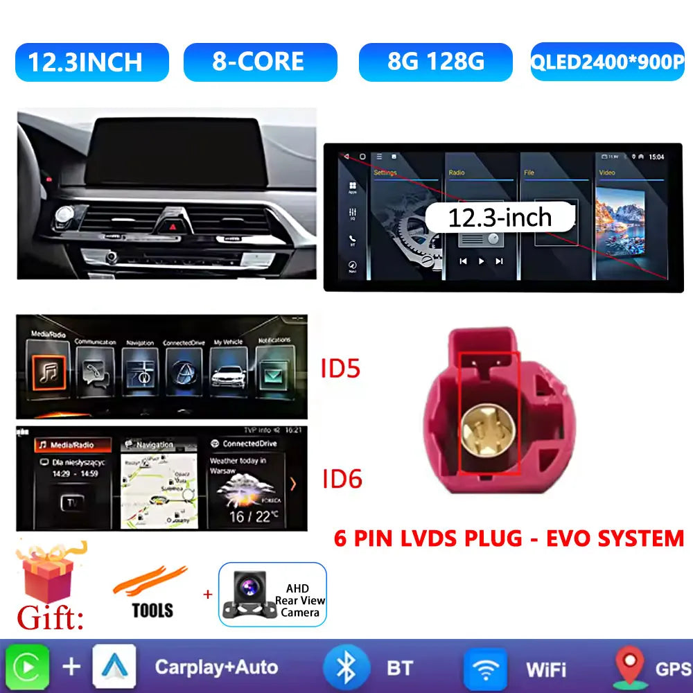 Navi GPS Stereo Car Video Multimedia Player for BMW 5 Series F10 F11 2018 - 2019 EVO System Android 16 Carplay Auto Accessories CM World