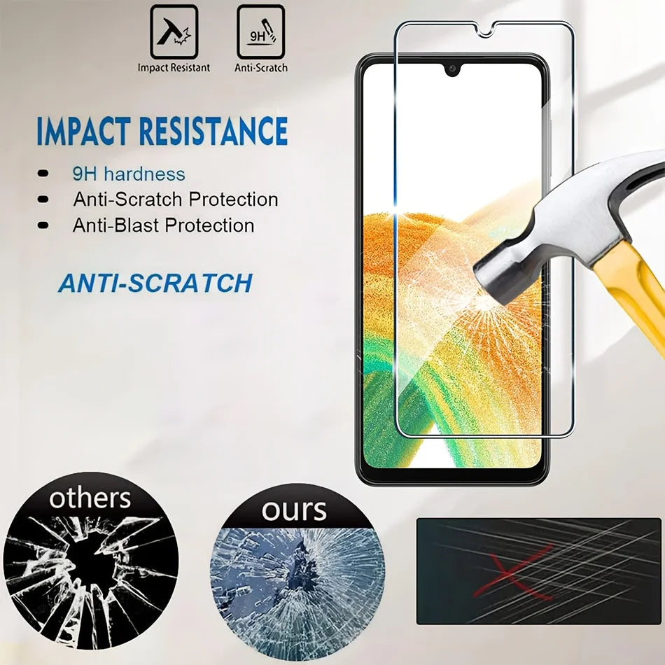 【3+3 PACK】 Designed for Samsung Galaxy A33 Screen Protector and Camera Lens Protector, 9H Hardness, Galaxy A33 Tempered Glass ce Car Mobile World