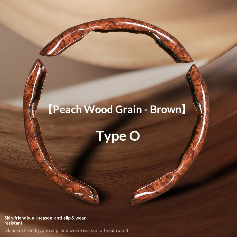 3 pcs of segmented peach wood texture car steering wheel cover, high-end and minimalist car steering wheel decoration