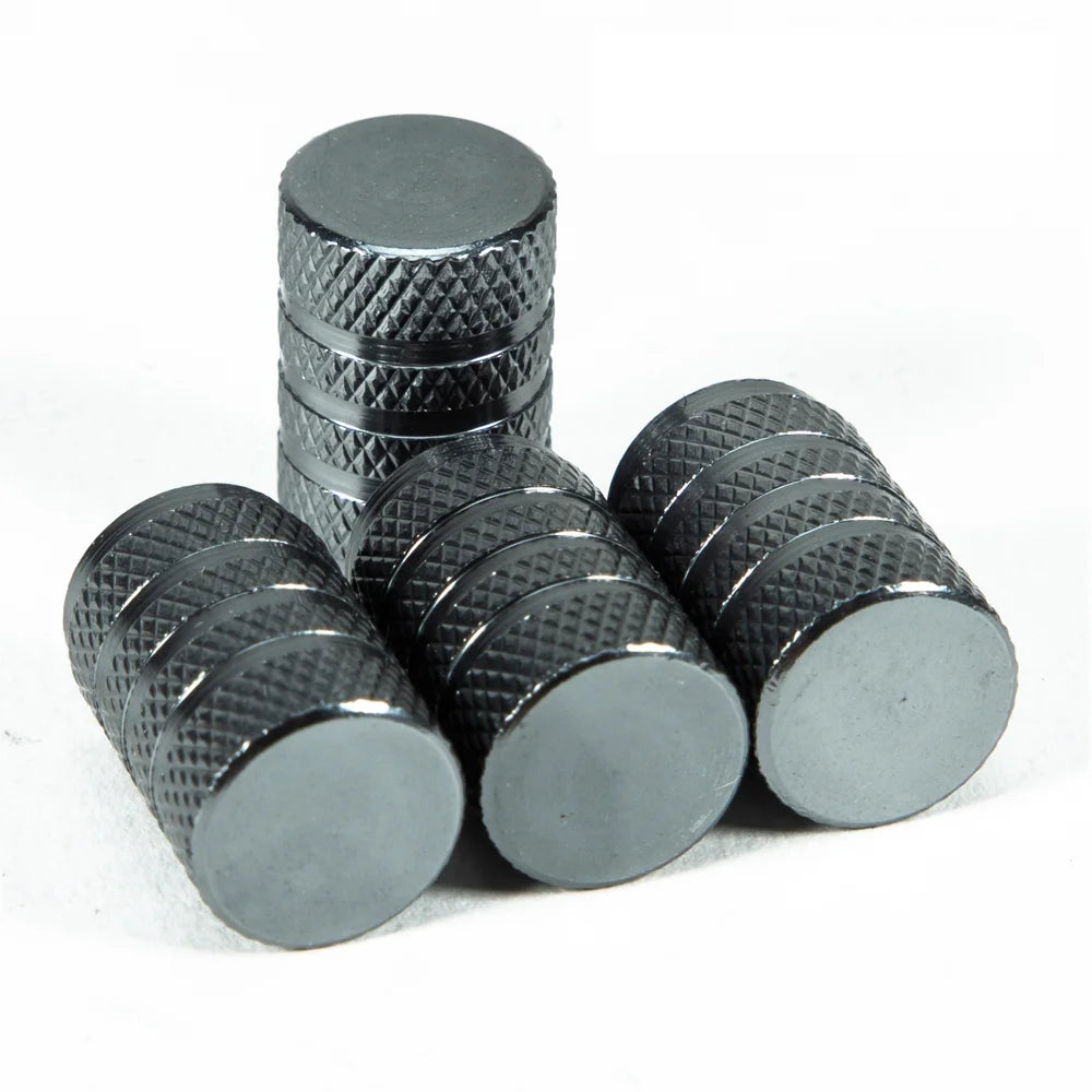 4Pcs Knurling Style Tire Valve Cap Aluminum Silver Car Tire Valve Stems Cap Tire Wheel Stem Air Valve Cap tire valve caps CM World