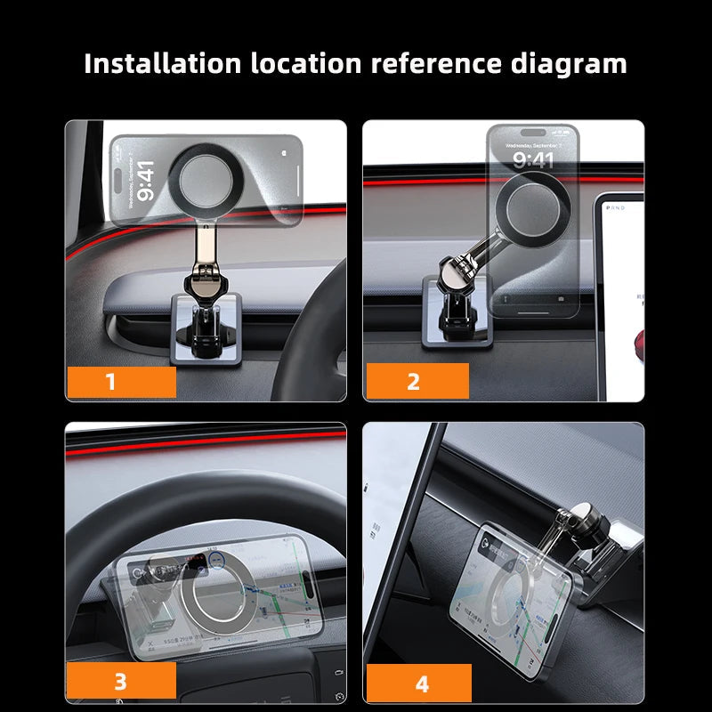 Adjustable Magnetic Car Phone Holder Mount for Tesla Model 3 Highland ModelY 2019-2024 Metal Car Phone Support Frame Accessories CM World