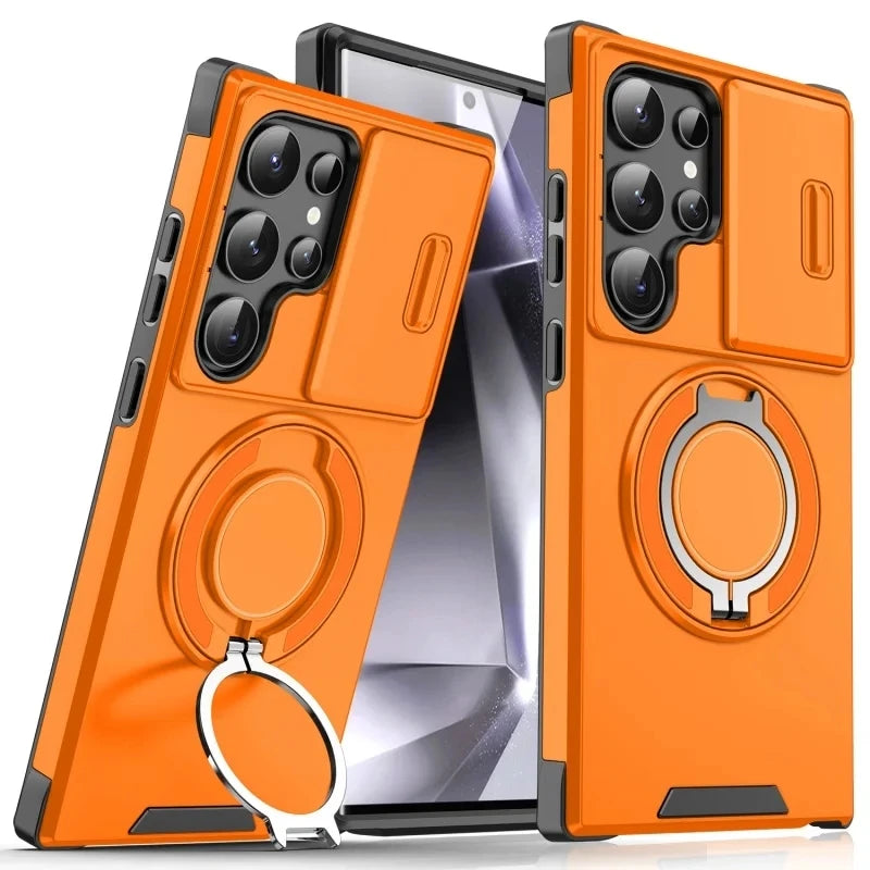 Slide Camera Protection Armor Phone Case For Samsung Galaxy S26 Ultra S 26 Plus S26Ultra 5G Car Magnetic Holder Metal Ring Cover Car Mobile World