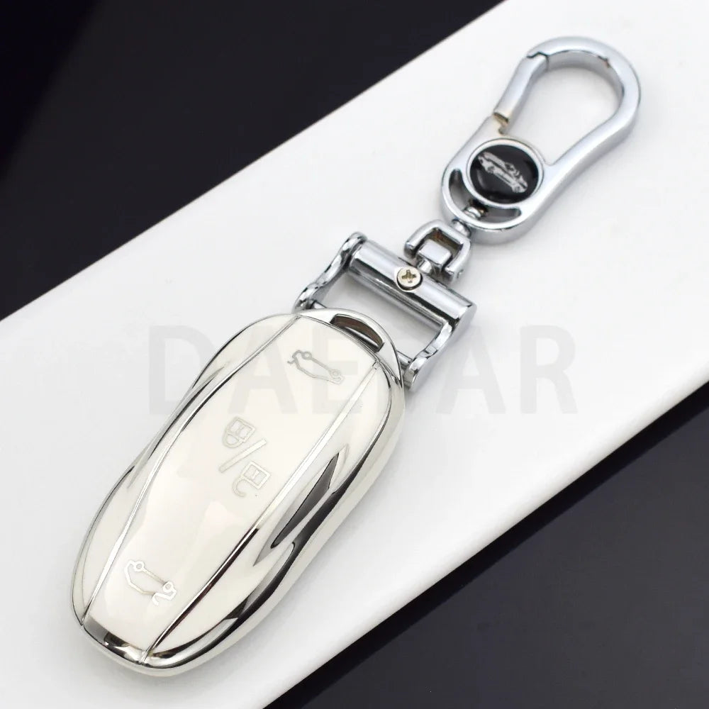 For Tesla Model S Model 3 Model X TPU Car Remote Smart Key Cover Case Fob Bag Shell Holder Keychain Accessories