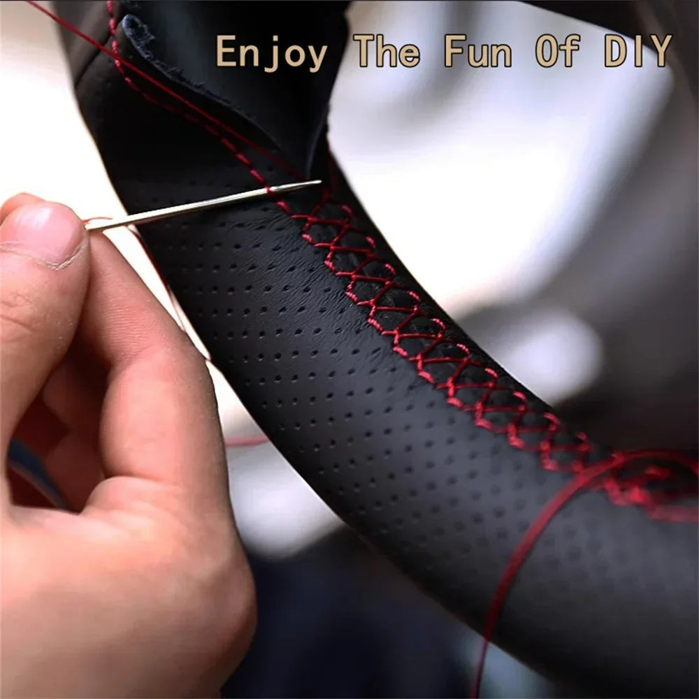 DIY Car Steering Wheel Cover Suede Carbon Fiber Leather For Audi A1 8X A2 A3 Q3 Q5 Q2 A4 A5 A6 Avant Car Interior Accessories CM World