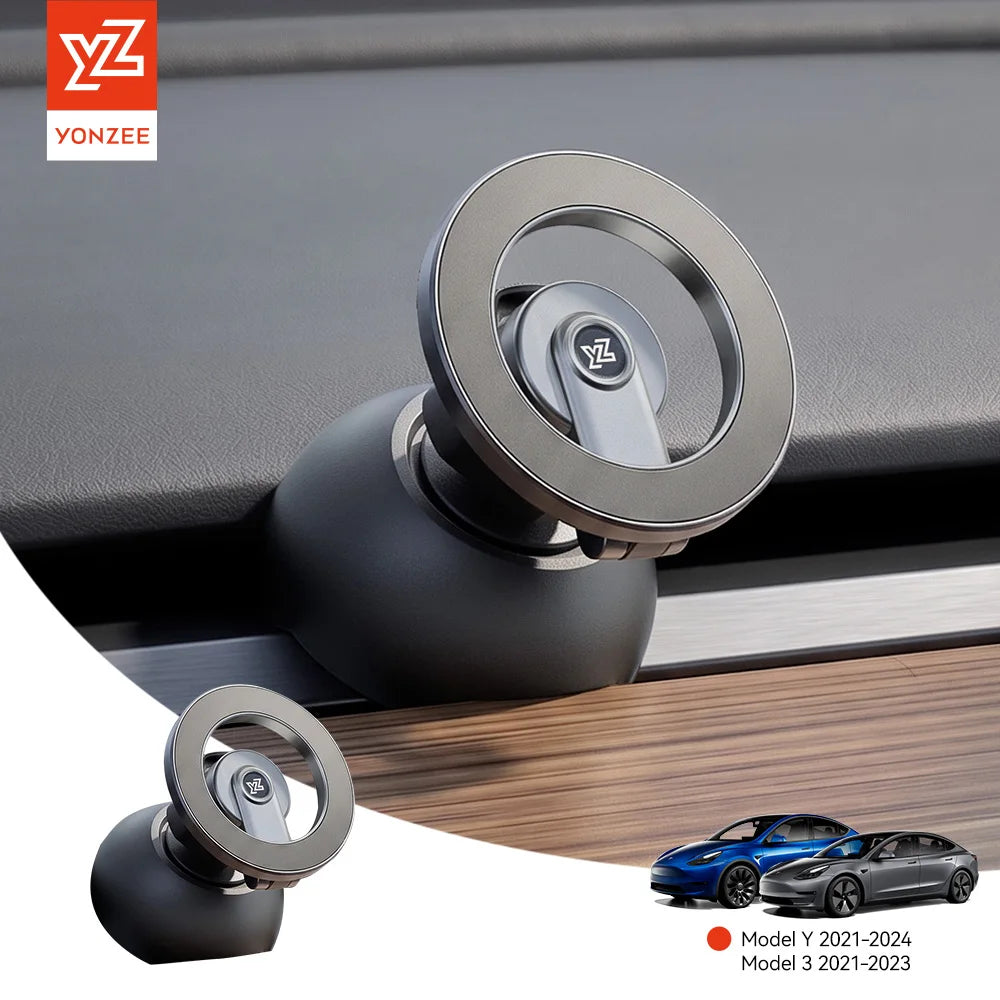 YZ for Tesla Car Phone Holder Model 3 Y 2021-2024 Silicone Magnetic Phone Mount Folding Bracket for ALL Phone Accessory MagSafe