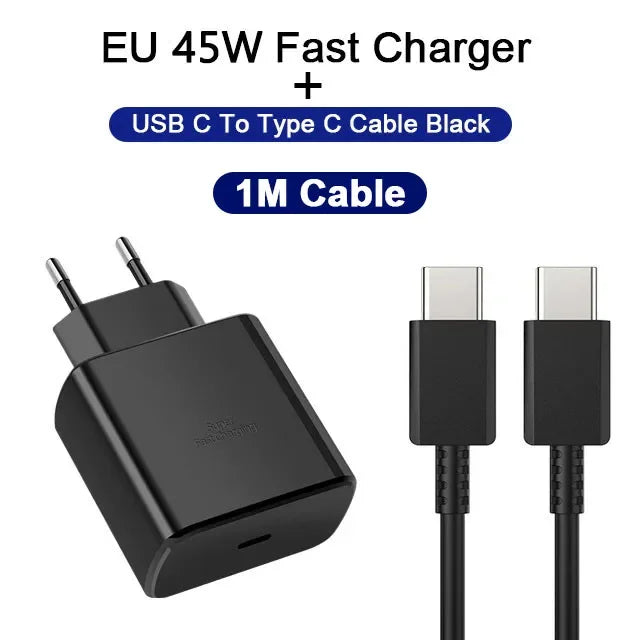 45W PD Fast Charging For Samsung Galaxy S22 S23 Ultra Note10 Plus Mobile Phone USB Type C Cable Fast Quick Charging Wall Adapter Car Mobile World