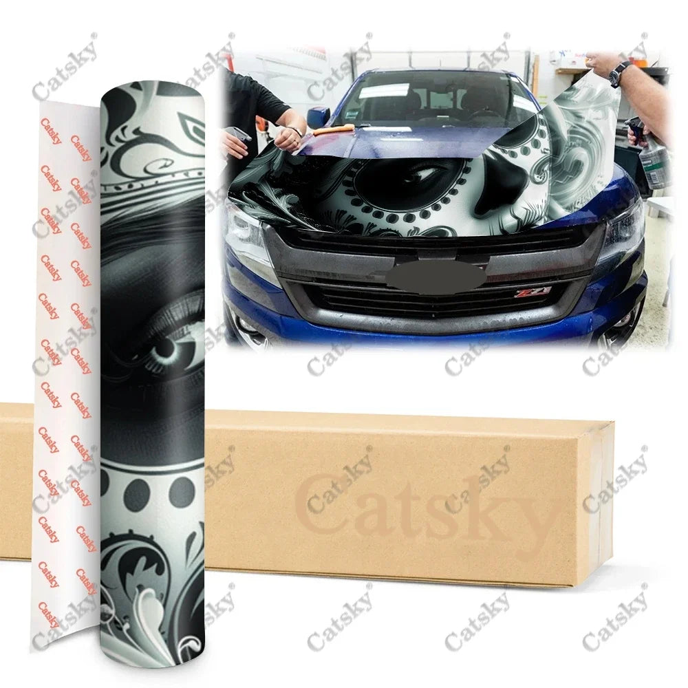 Day of the Dead Car Hood Vinyl Stickers Wrap Vinyl Film Engine Cover Decals Sticker Universal Car Hood Protective Film
