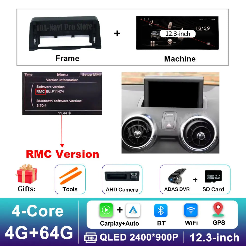 Car Video Multimedia player Stereo for Audi A1 2013 - 2018 Android 16 Wireless Carplay WiFi Auto Accessories GPS Navigation BT CM World