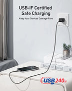 Anker 240W USB-C to USB-C Braided Charging Cable PD Fast Charging Cord Ultra Soft Wire For iPhone 15 16 Samsung MacBook Laptop