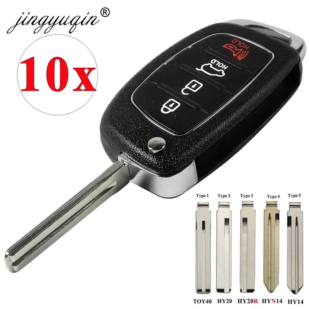 10pcs Shell Flip Remote Key Case Fob 4 Button For Hyundai Mistra Santa Fe Sonata Tucson Accent I30 I40 IX45 TOY40/TOY20R/HYN14 CM World