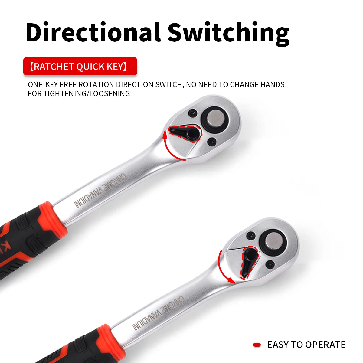 New Frosted Quick Ratchet Wrench Oil-resistant 72 Tooth Drive 1/4 3/8 1/2 Inch Socket Two-way Flying Wrench DIY Hand Repair Tool Car Mobile World