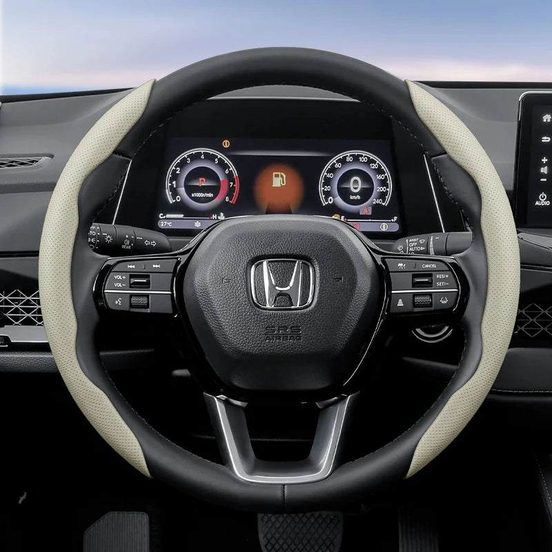Suitable for Honda's Breathable Holes Leather Steering Wheel Cover Segmented Quick Release Design Non-Slip and Durable Civic Fit 8Th Gen 8 City Accord 9 10 Vezel Freed Breeze 7 Jade Shuttle Xrv Crosstour Insight Stream CM World