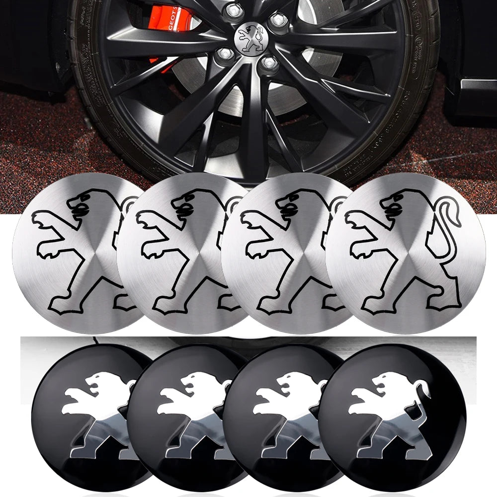 4Pcs 56mm Car Wheel Center Hub Caps Badge Sticker Decals For Peugeot 407 508 2008 5008 307 308 206 207 3008 Auto Accessories