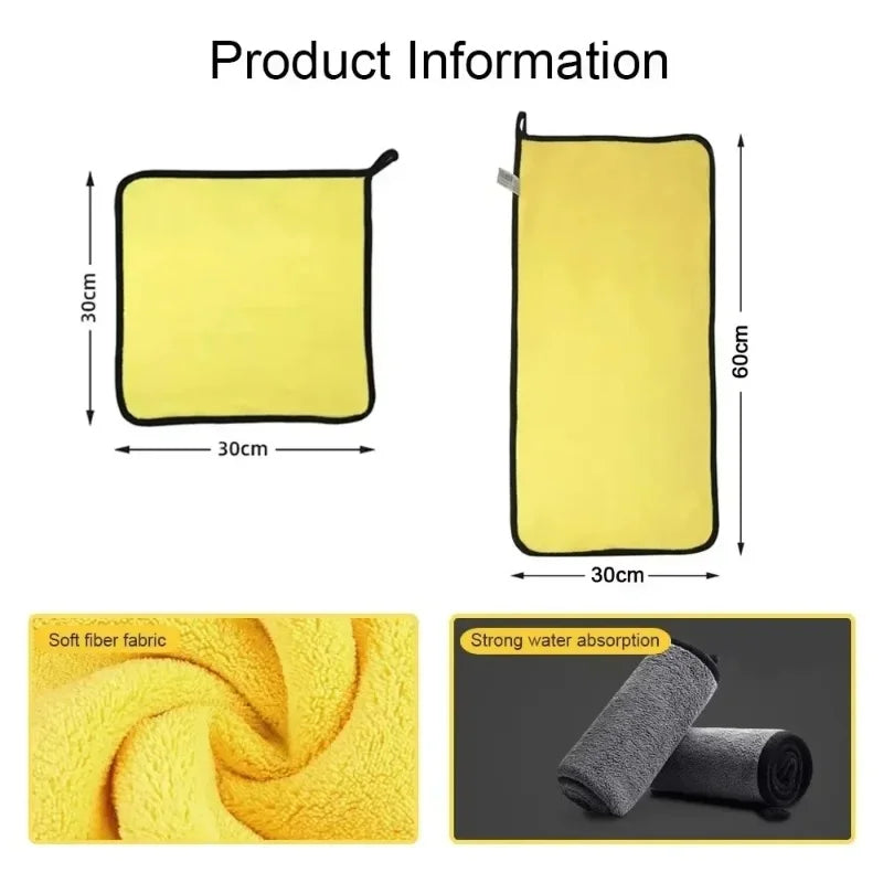 1/2/6PCS Car cleaning towels, car washing and drying cloths, microfiber towels, care face cloths, car beauty accessories CM World