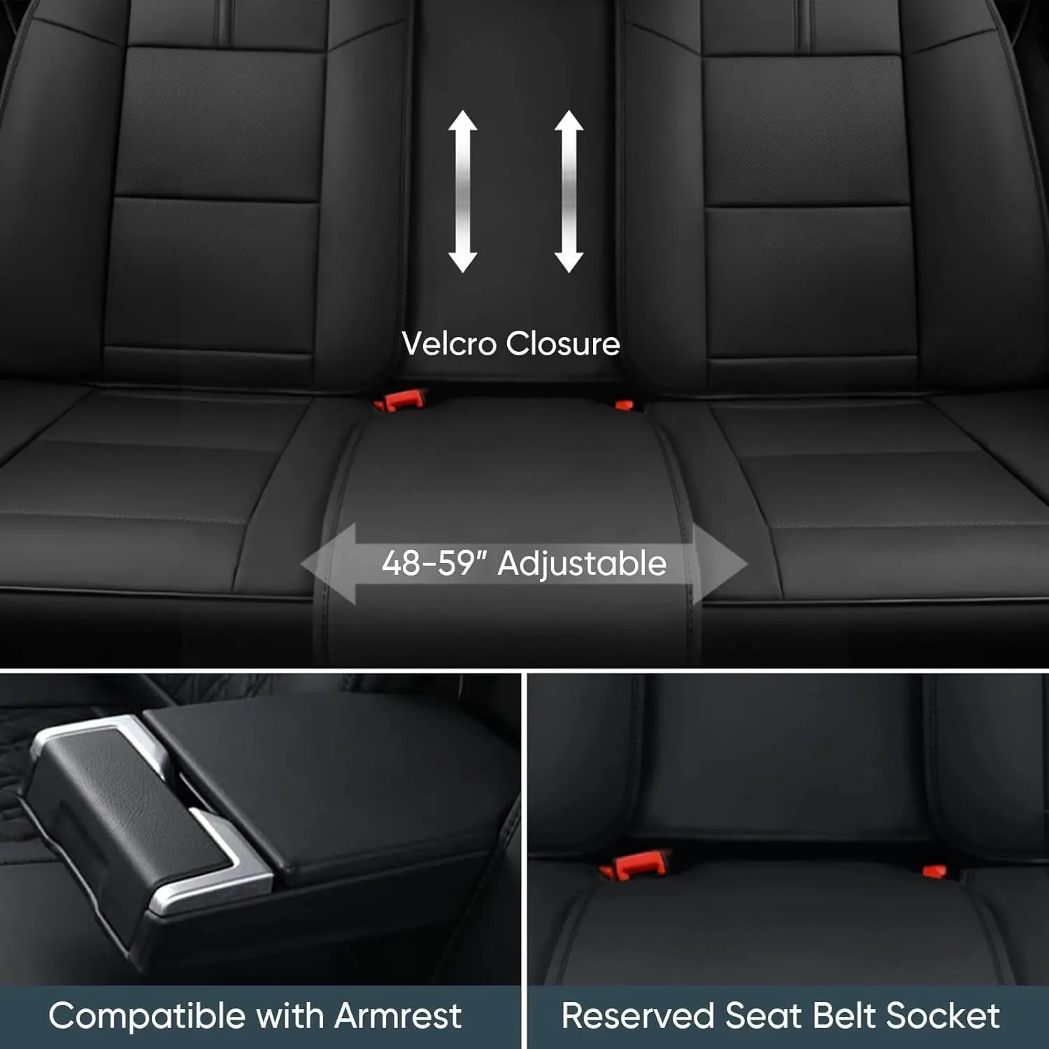 Breathable Leather Car Seat Covers Full Set, Waterproof Front and Rear with Headrest for Most Sedans SUV Trucks CM World
