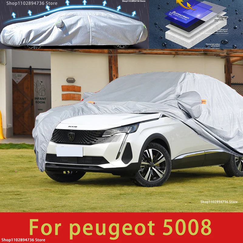 For Peugeot 5008 Outdoor Protection Full Car Covers Snow Cover Sunshade Waterproof Dustproof Exterior Car Accessories Car Mobile World