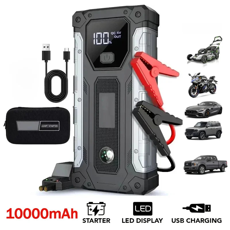 10000A Jump Starter Power Supply Emergency Battery Pack For Petrol Diesel Engines 12V Emergency Power Box With LED Lighting