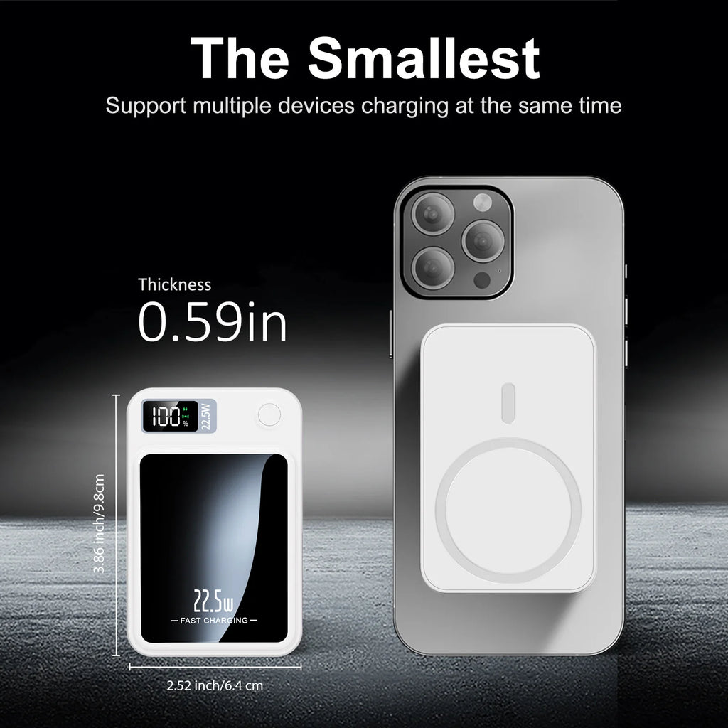 Wireless Power Bank 2-in-1 Magnetic 10000mAh Portable Charger Fast Charging 22.5W LED Power Display For Iphone Xiaomi Samsung Car Mobile World