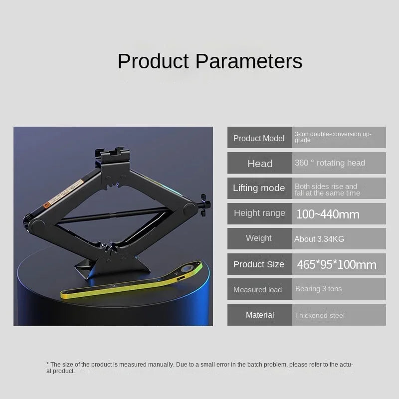 Reliable 3 ton scissor jack truck with hand crank double teeth labor-saving tire changing tool set double axle lift car