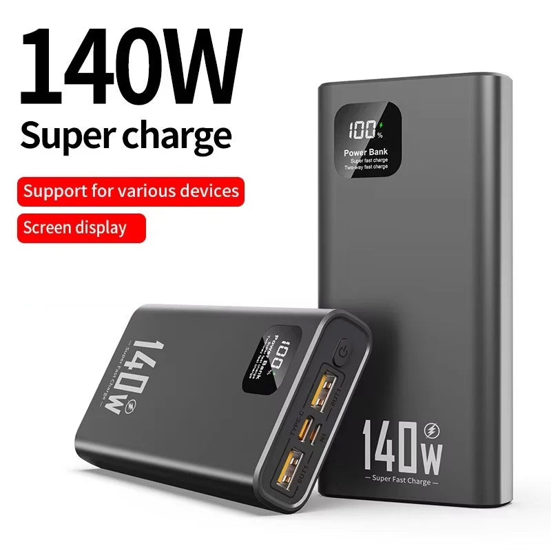 New 500000mAh Power Bank 140W Super Fast Charging Powerbank Portable External Battery Charger for iPhone Huawei Samsung Xiaomi