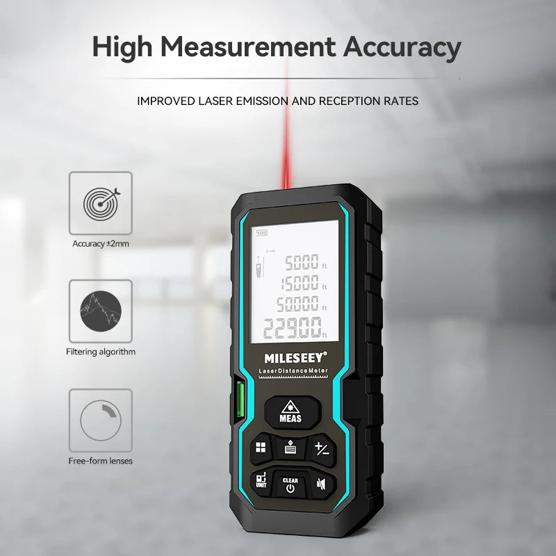 Mileseey S6 Laser Distance Meter 40m/120m, Rangefinder with Level Bubble , LCD Display with Backlit, Measure Tools for Home CM World