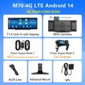 Imagebon M70 11.4" 4G Android 14 8+128G Dashcam 8 Core Wireless CarPlay & Android Auto Split Screen Remote Monitoring Car DVR Car Mobile World
