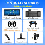Imagebon M70 11.4" 4G Android 14 8+128G Dashcam 8 Core Wireless CarPlay & Android Auto Split Screen Remote Monitoring Car DVR Car Mobile World