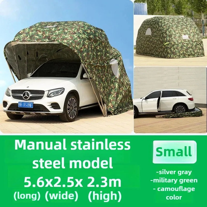 Any Size Custom Fully Automatic Folding Carport Waterproof Sunshade Mobile Garage Outdoor Parking Shelter Durable Oxford Fabric