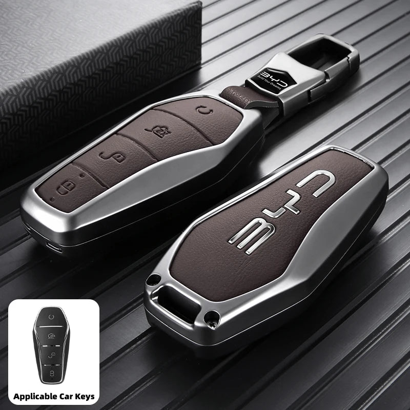 Stylish Zinc Alloy Key Case For BYD Atto 3 Han Tang Song Yuan Smart Car Remote Key Cover Shell Anti‑Scratch Keychain