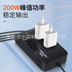 200W car inverter, DC 12V to 110V AC car power inverter with USB Type -C Used for computer,cars and trucks (black) CM World