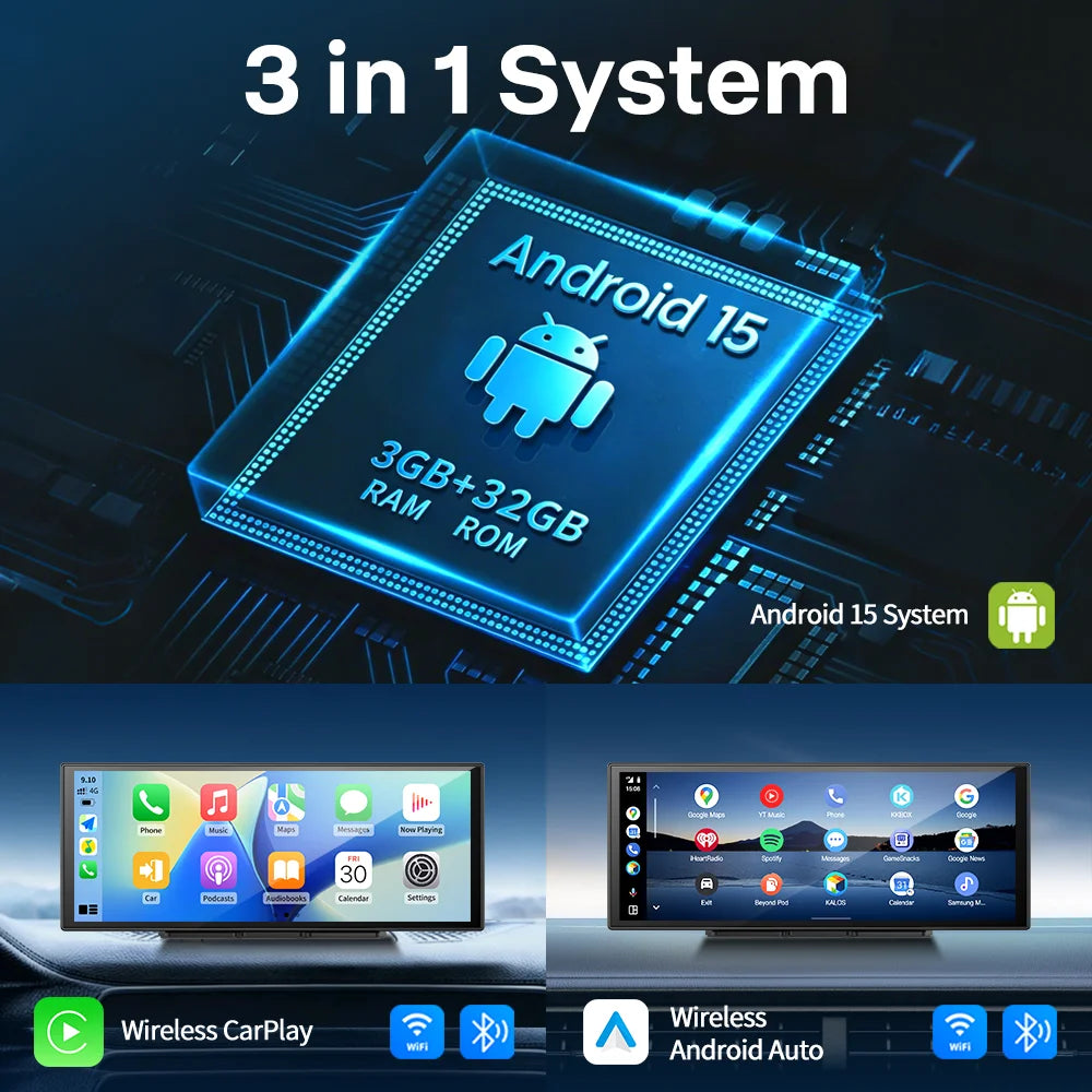 Imagebon M80 11.4' 4G Android 15 Dashcam Wireless CarPlay Android Auto 8-Core GPS Split Screen Parking Monitor ESIM Car Stereo