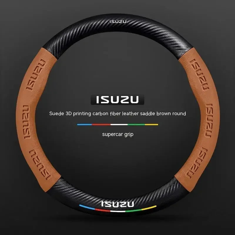 Suede Carbon fiber anti-slip Car Steering Wheel Cover For ISUZU D-MAX V-CROSS mu-X TAGA  Interior fittings CM World