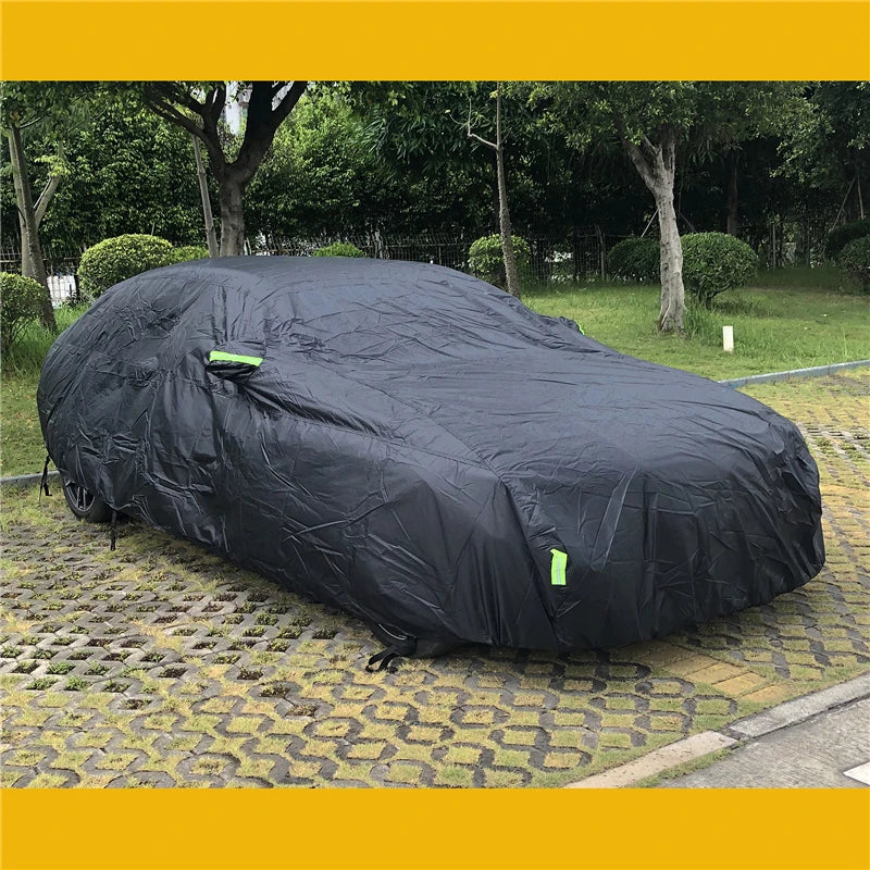 Universal SUV/Sedan Full Car Covers Outdoor Waterproof Sun Rain Snow Protection UV Car Zipper Design Black Car Case Cover S-XXL CM World