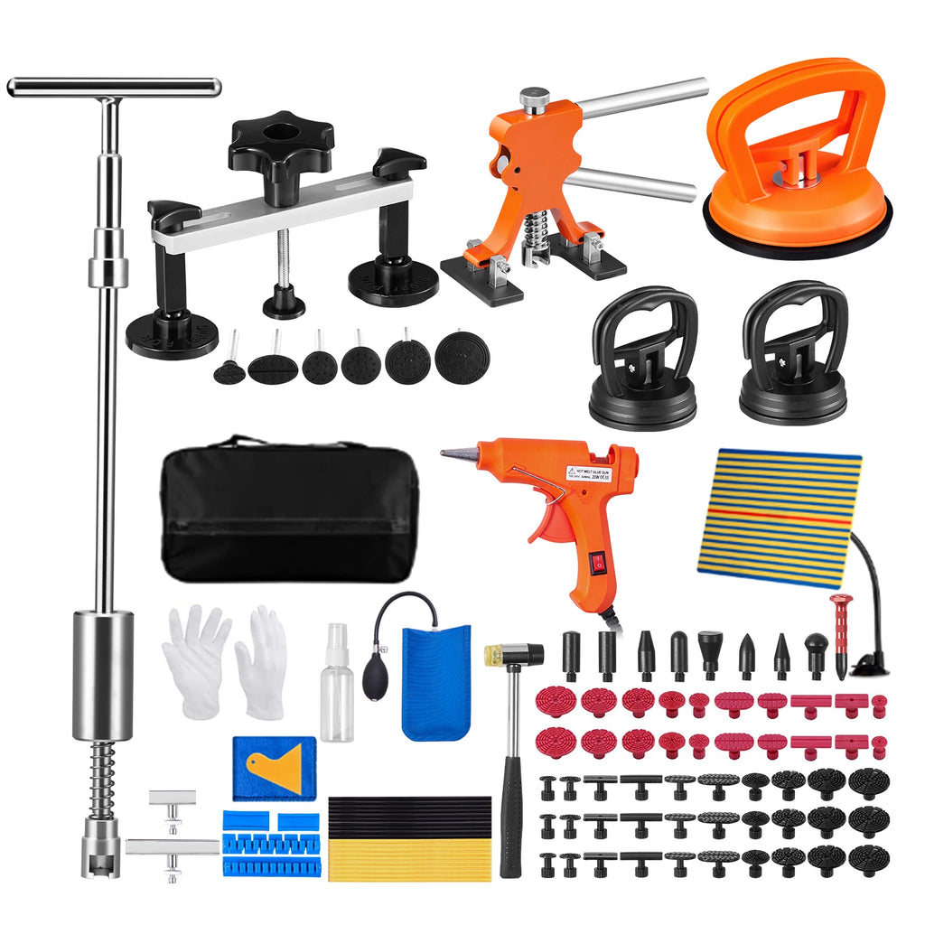 SucceBuy 107PCS Dent Removal Kit Paintless Dent Repair Kit with Lifter Bridge Puller Suction Cup Dent Puller for Auto Body Dents CM World