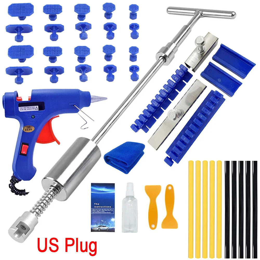 Universal Car Dent Paintless Puller Metal T Dent Puller Repair Tool Auto Repair Sheet Metal Kit Slide Hammer Reverse Hammer Glue CM World