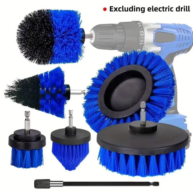 7-Piece Drill Brush Attachment Set, Cleaning Brush Tool Kit, Multi-Purpose Drill Brush with Extension Pole for Floor, Automotive CM World