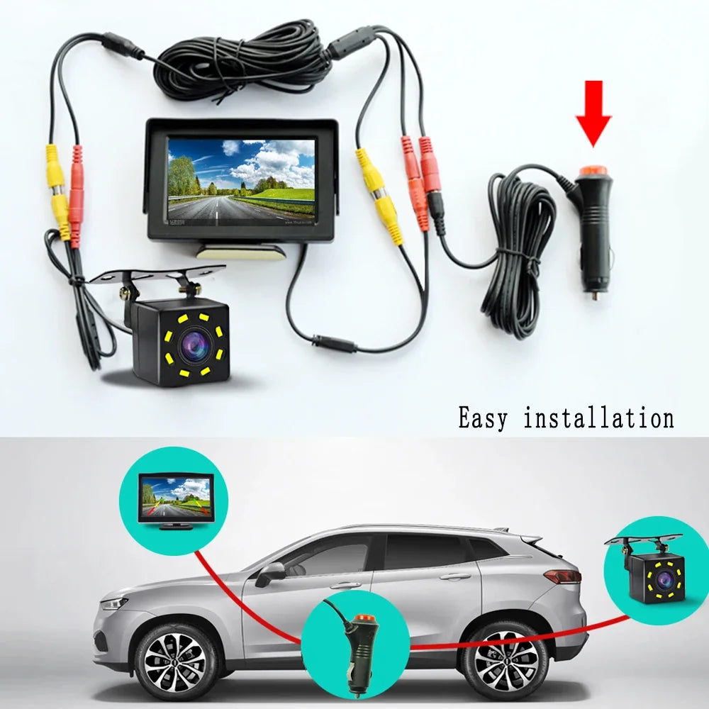 Easy Installation Rear View Backup Camera 4.3/5 Inch Car LCD Monitor for Vehicle Van Night Vision Reverse Video Parking CM World