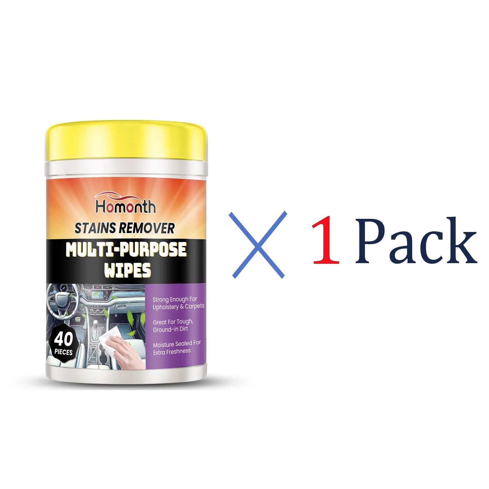 40PCS Car Interior Cleaning Wipes Multipurpose Wipes for Dashboard Leather Seats Screen Quick Cleaner Degreaser for Stains Dust CM World