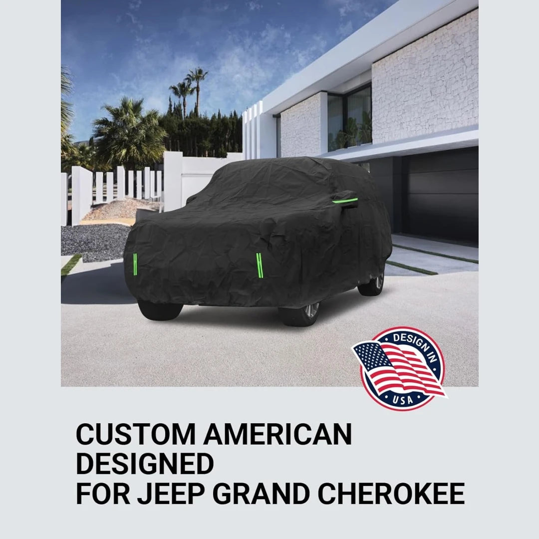 Windproof Car Cover Compatible with Jeep Grand Cherokee All Weather Waterproof Sun Rain UV Dust Snow Protection Outdoor Covers