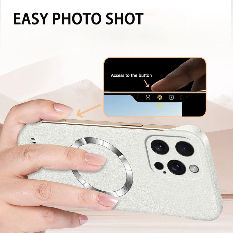 Magnet Frameless Sand Rock Matte Case For Magsafe iPhone 17 Air 16 16E 15 14 13 12 11 Pro X XR XS Max Plus Mini Ultra Thin Cover Car Mobile World