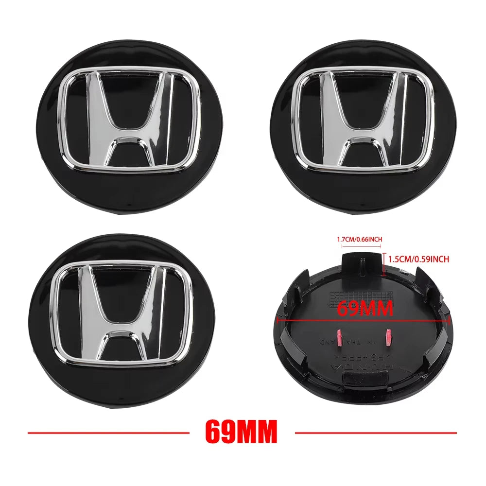 4pcs 58/69mm Car Wheel Center Hub Caps Accessories For Honda Type R Type S VTEC DOHC Modulo Vezel Legend Si RR Insight CM World