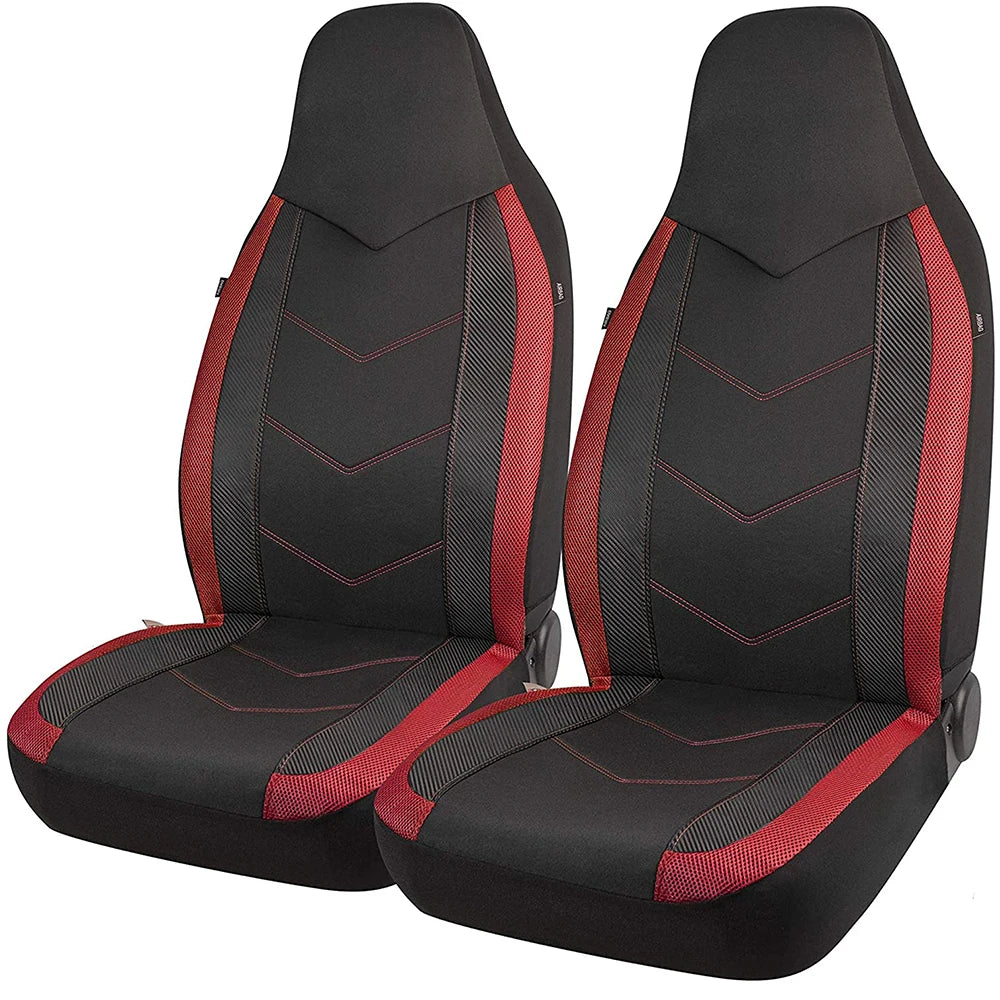 Universal 2 Front Sports Car Seat Covers Breathable Mesh Fabric Carbon Fiber Texture Seat Cushion Fit Car SUV Van Racing seat