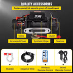 VEVOR 13500 LBS 12V Electric Winch Synthetic Tow Rope Winch 24M/92FT Lifting Hoist for 4X4 Car Trailer ATV Truck Off Road Boat CM World
