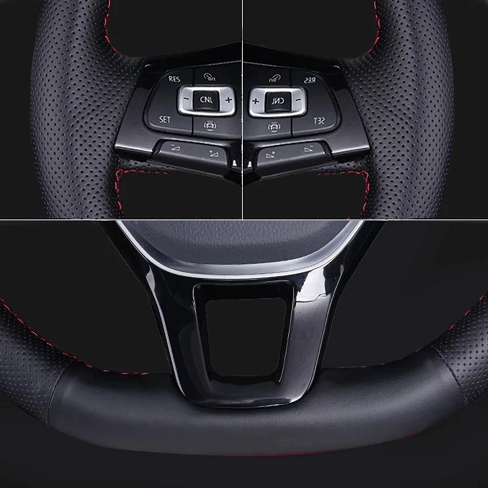 GNUPME Black Artificial Leather Hand-stitched Car Steering Wheel Cover for Hyundai Elantra 2011-2016 Avante i30 2012-2016 CM World