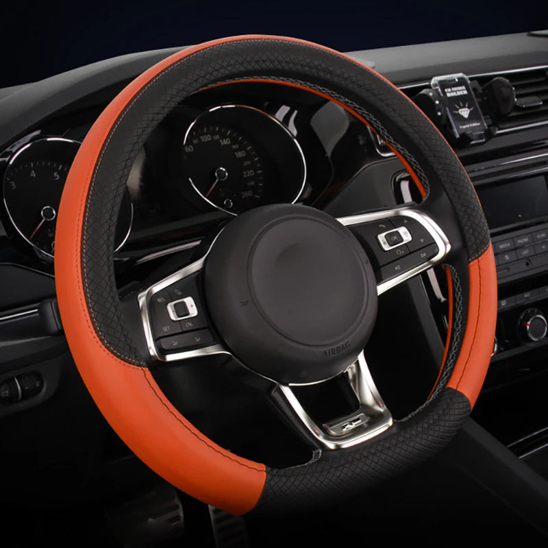 38cm 15inches Universal Car Steering Wheel Cover Artificial Leather Rubber sport stylish Non-slip Auto Interior Accessories Kits