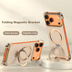 Luxury Leather Ultra Thin Frameless Magnetic Case For iPhone 17 16 15 14 13 18 Pro Max Air 18Pro Metal Bracket Anti-Drop Bumper